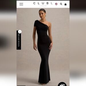 Club L London Alethea Black Asymmetric Bardot Max Dress - Sz 6